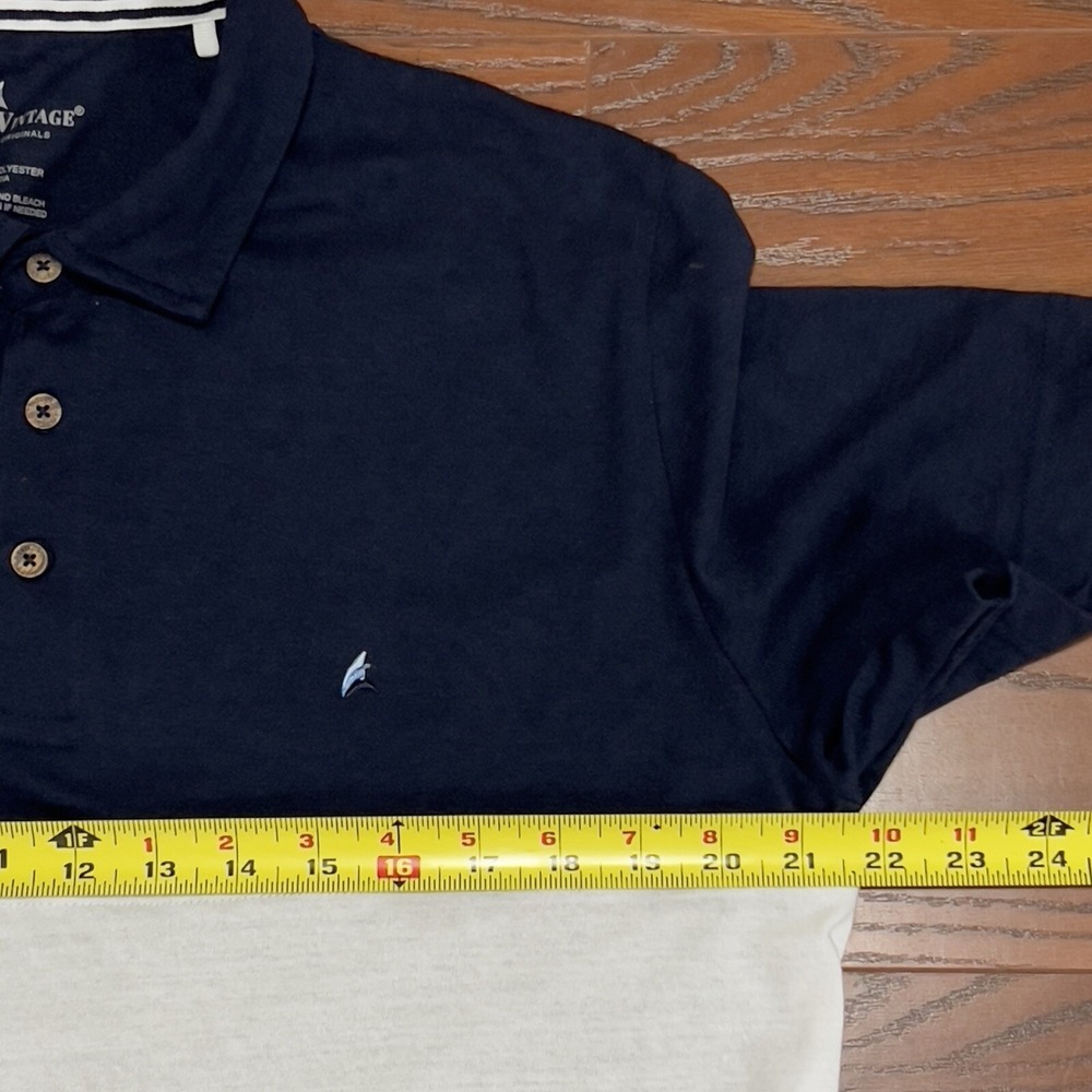 Tailor Vintage Polo Shirt Mens XL Navy Blue White Colorblock Short Sleeve - Picture 5 of 6
